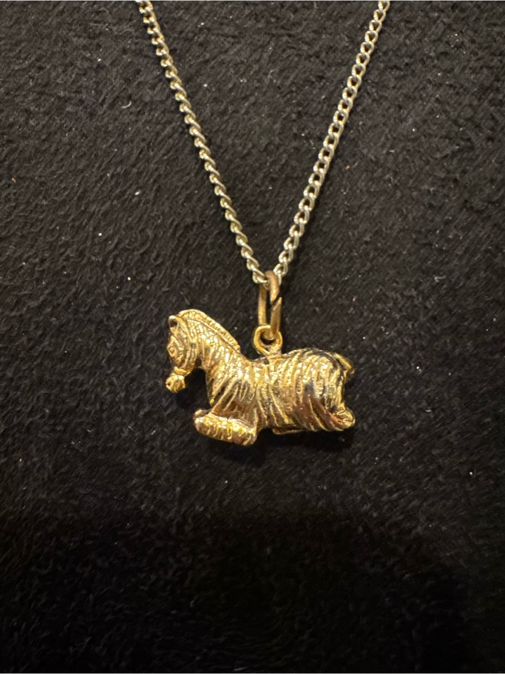 Vintage Style Gold Tone Zebra Horse Pendant Necklace Figural Animal Jewelry